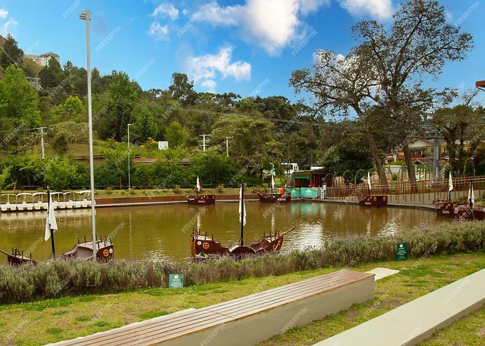 Campos do Jordao Farmer's Market Premium Photo | View of the lake with paddle boats in capivari park ... photo