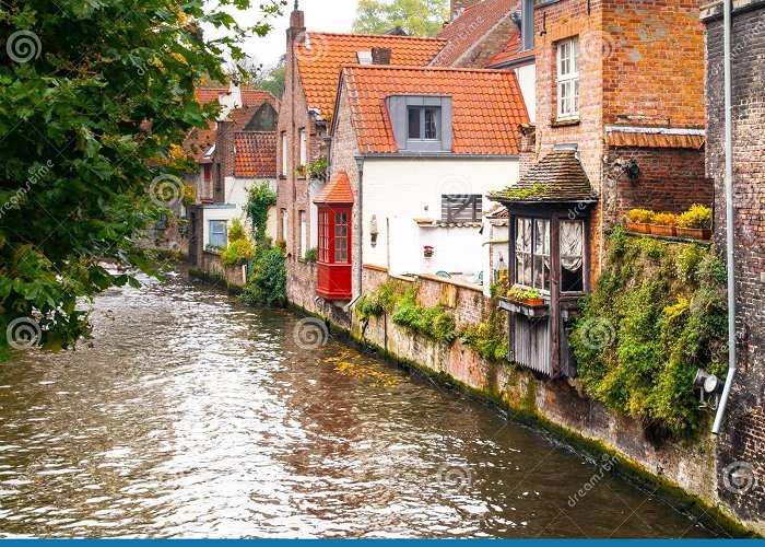 Diamondmuseum Old Brick Houses Along Water Canals in Bruges, Belgium Stock Image ... photo