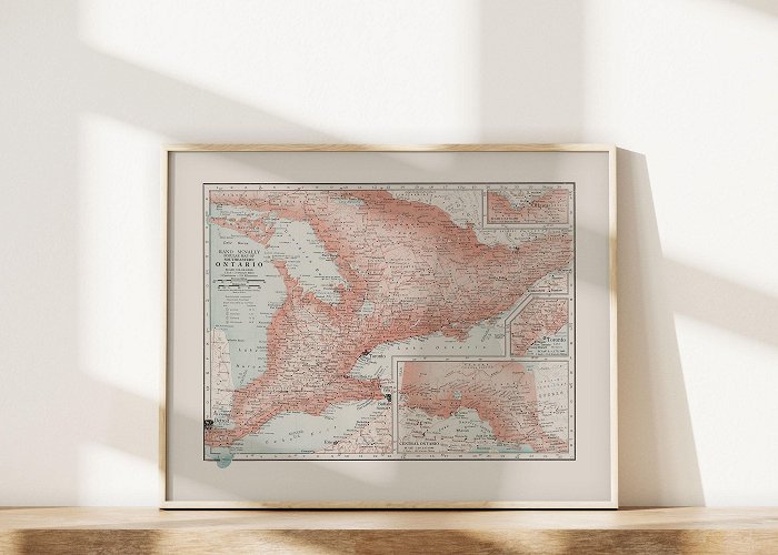 Lake Nipissing ONTARIO MAP PRINT, Vintage Map of Ontario Canada, Canada Map Print ... photo