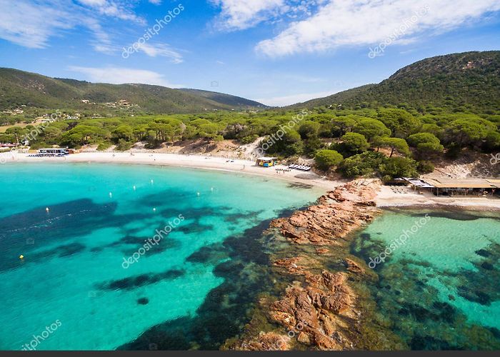 Palombaggia Beach Aerial view of Palombaggia beach in Corsica Island in France Stock ... photo