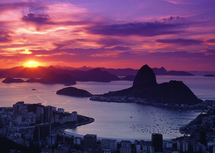 Rio de Janeiro Harbor sunset #harbor #city #cityscape #sky #hills #clouds #sea #coast ... photo