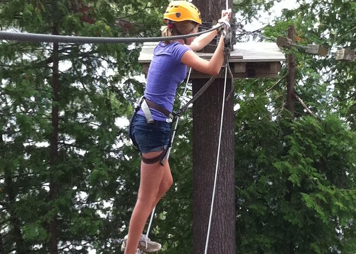 Eaglecrest Aerial Park Bracebridge, Ontario. Climbing through the trees at Eaglecrest ... photo